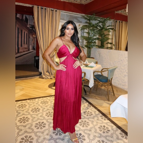 Zara dress maxi boho pleated satin flowy summer vacation wedding evening - Picture 12 of 16